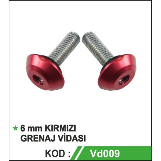 6 MM GRENAJ VİDASI 15 Lİ KIRMIZI